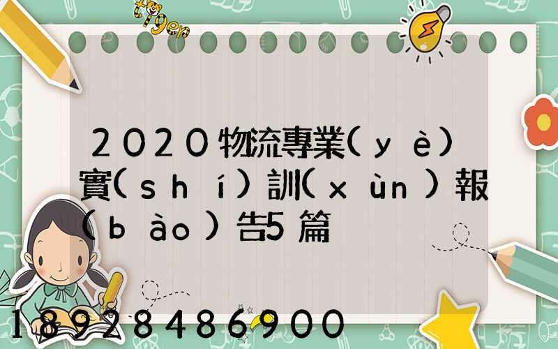 2020物流專業(yè)實(shí)訓(xùn)報(bào)告5篇