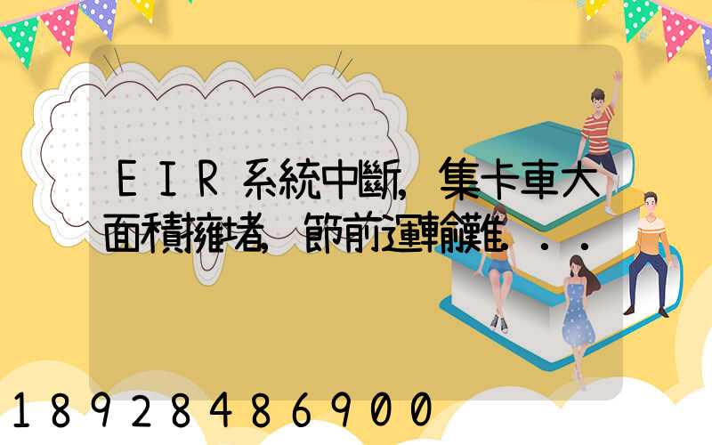 EIR系統中斷,集卡車大面積擁堵,節前運輸難...