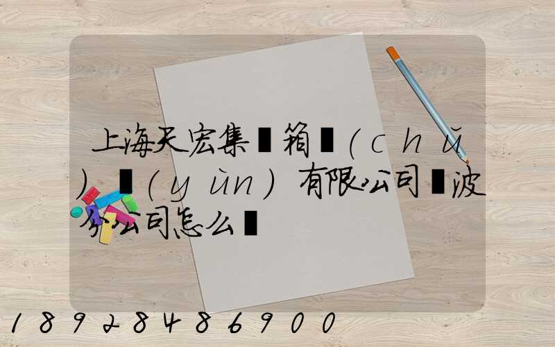 上海天宏集裝箱儲(chǔ)運(yùn)有限公司寧波分公司怎么樣
