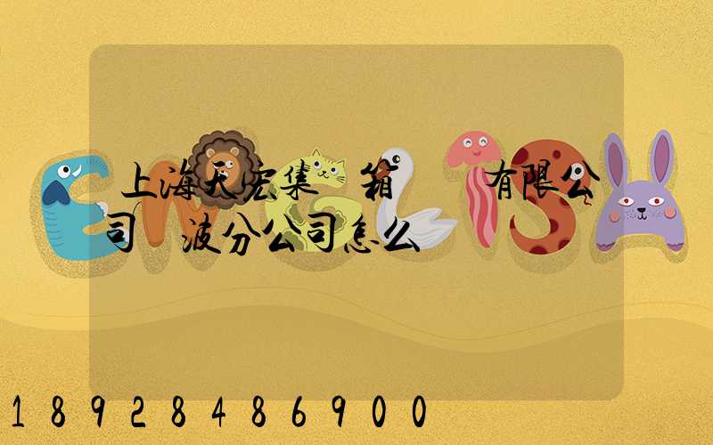 上海天宏集裝箱儲運有限公司寧波分公司怎么樣