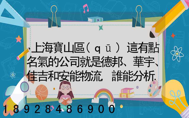 上海寶山區(qū)這有點名氣的公司就是德邦、華宇、佳吉和安能物流,誰能分析...