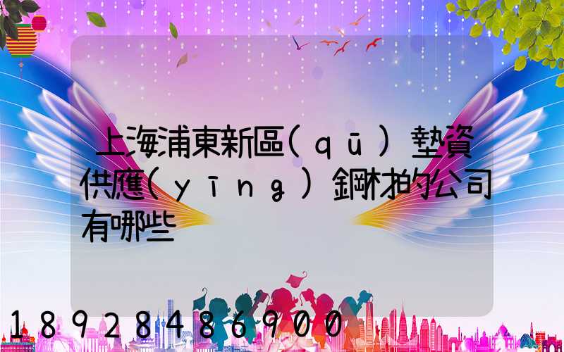 上海浦東新區(qū)墊資供應(yīng)鋼材的公司有哪些