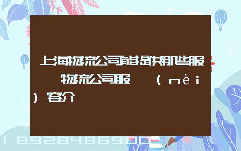 上海物流公司能提供那些服務,物流公司服務內(nèi)容介紹