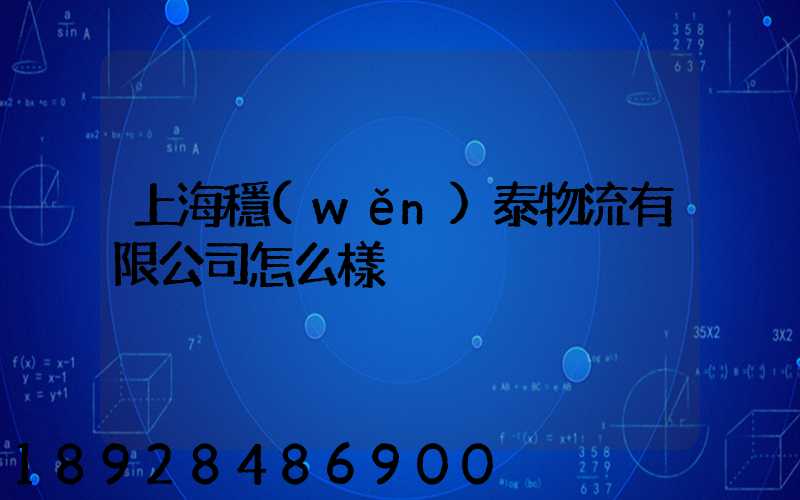 上海穩(wěn)泰物流有限公司怎么樣