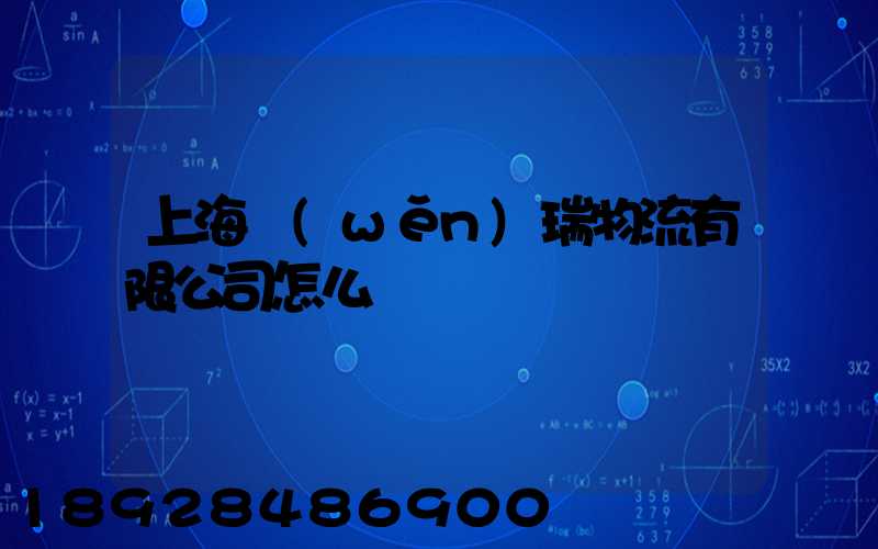 上海穩(wěn)瑞物流有限公司怎么樣