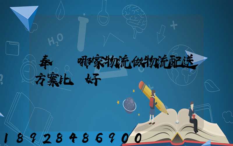 奉賢區哪家物流做物流配送方案比較好