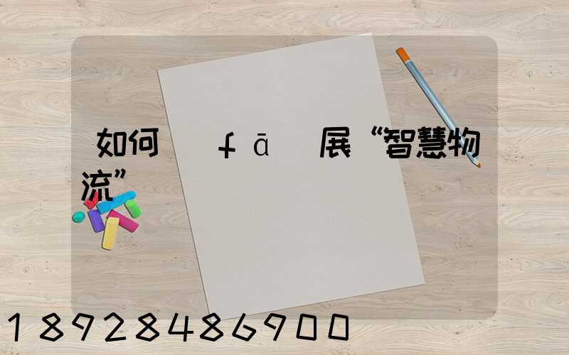 如何發(fā)展“智慧物流”