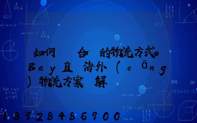 如何選擇合適的物流方式eBay直郵海外倉(cāng)物流方案詳解