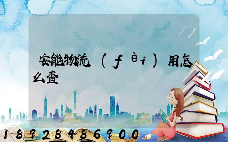 安能物流費(fèi)用怎么查