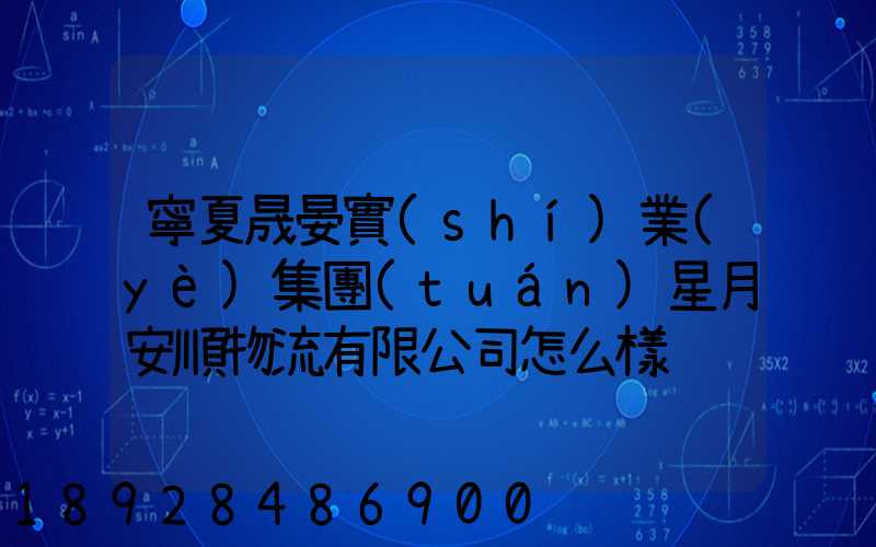寧夏晟晏實(shí)業(yè)集團(tuán)星月安順物流有限公司怎么樣