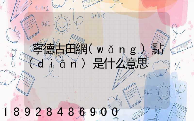 寧德古田網(wǎng)點(diǎn)是什么意思