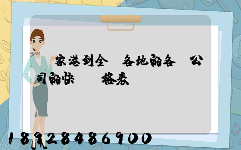 張家港到全國各地的各個公司的快遞價格表