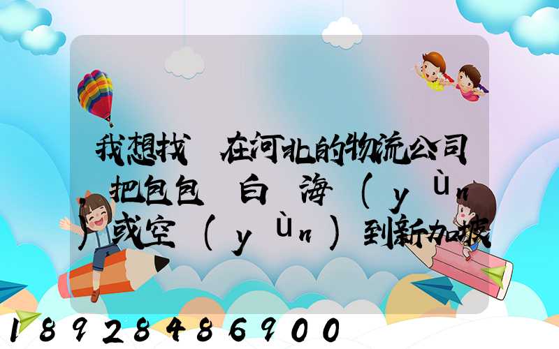 我想找間在河北的物流公司,把包包從白溝海運(yùn)或空運(yùn)到新加坡,有沒(méi)有可靠...