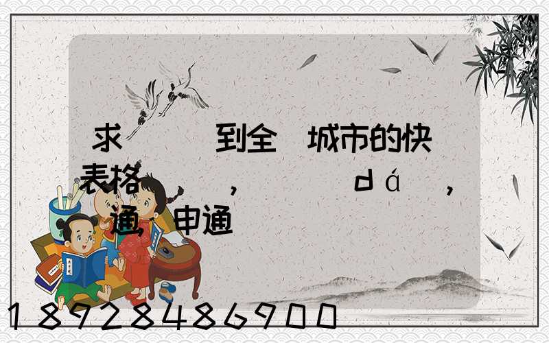 求張義烏到全國城市的快遞表格(順豐,韻達(dá),圓通,申通)