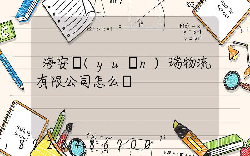 海安遠(yuǎn)瑞物流有限公司怎么樣