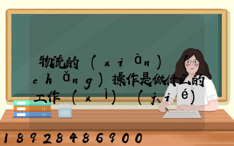 物流的現(xiàn)場(chǎng)操作是做什么的工作細(xì)節(jié)又是怎樣的