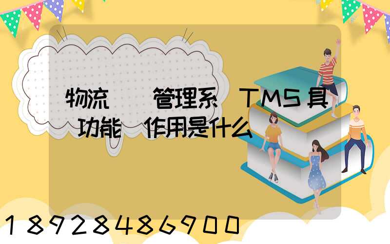 物流運輸管理系統TMS具體功能與作用是什么