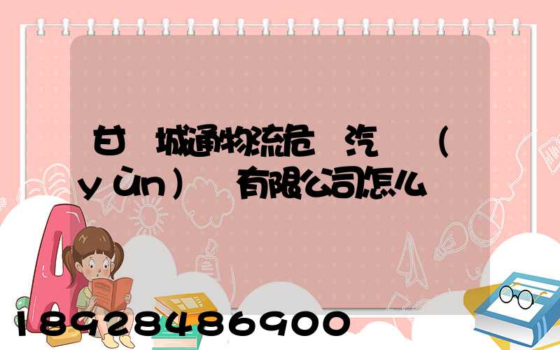 甘肅城通物流危貨汽車運(yùn)輸有限公司怎么樣