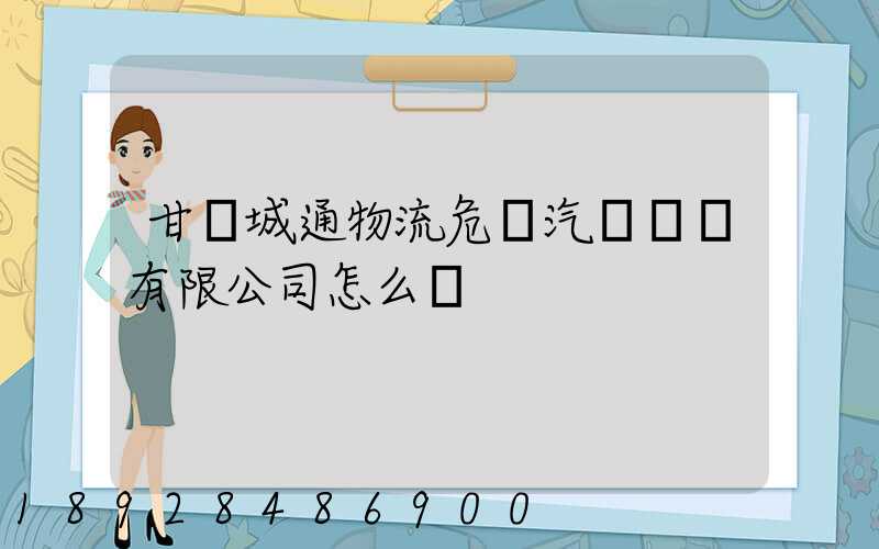 甘肅城通物流危貨汽車運輸有限公司怎么樣