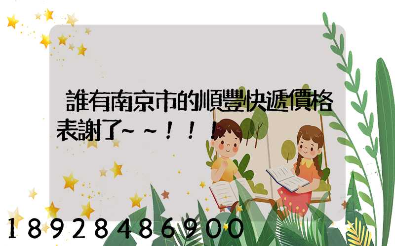 誰有南京市的順豐快遞價格表謝了~~!!!
