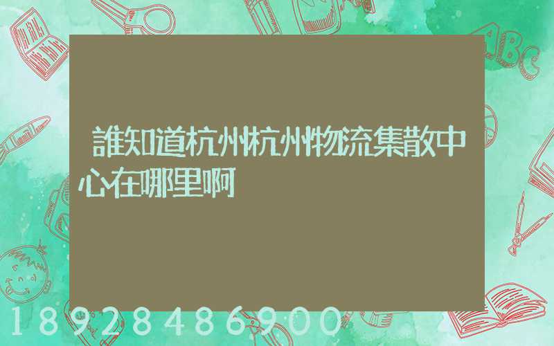 誰知道杭州杭州物流集散中心在哪里啊