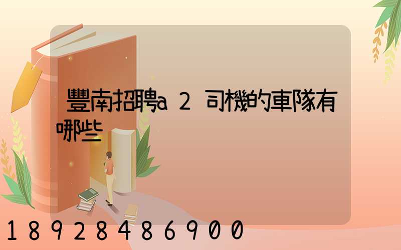 豐南招聘a2司機的車隊有哪些