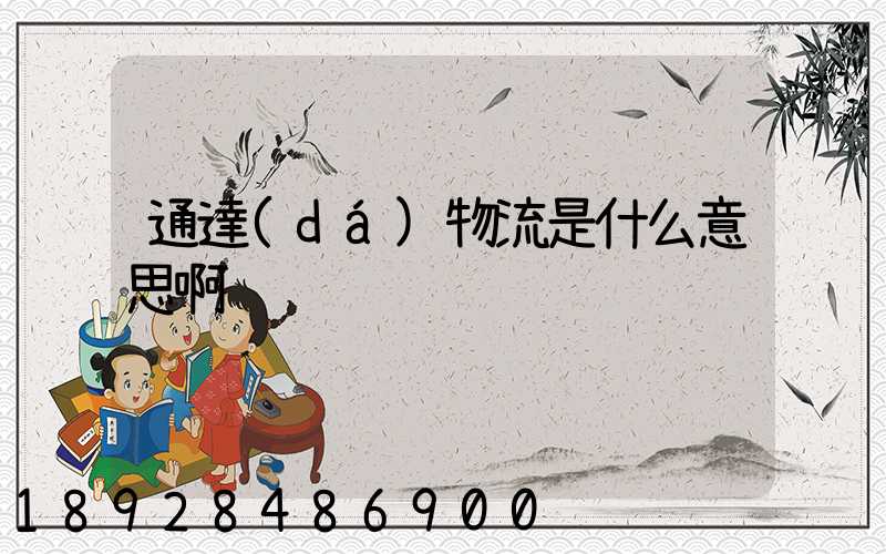 通達(dá)物流是什么意思啊