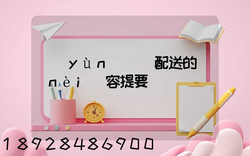 運(yùn)輸與配送的內(nèi)容提要