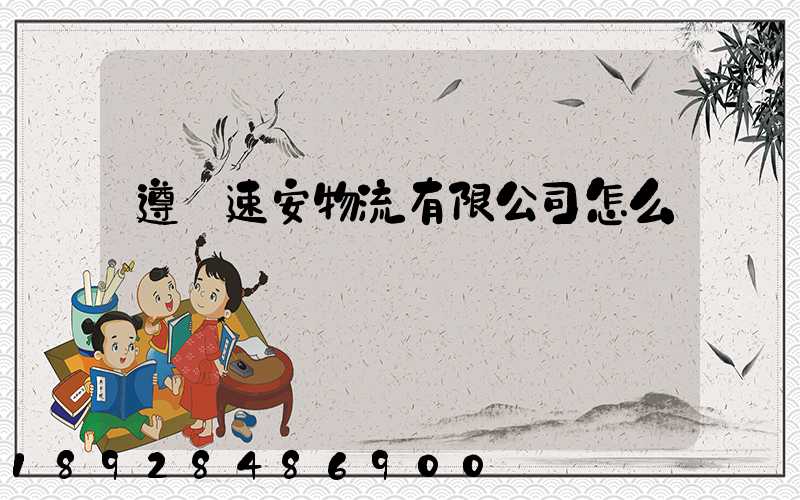 遵義速安物流有限公司怎么樣