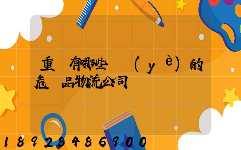 重慶有哪些專業(yè)的危險品物流公司