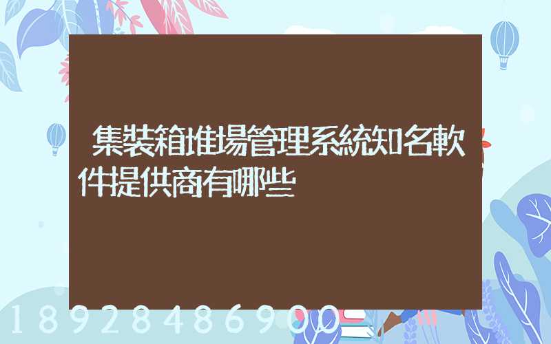 集裝箱堆場管理系統知名軟件提供商有哪些
